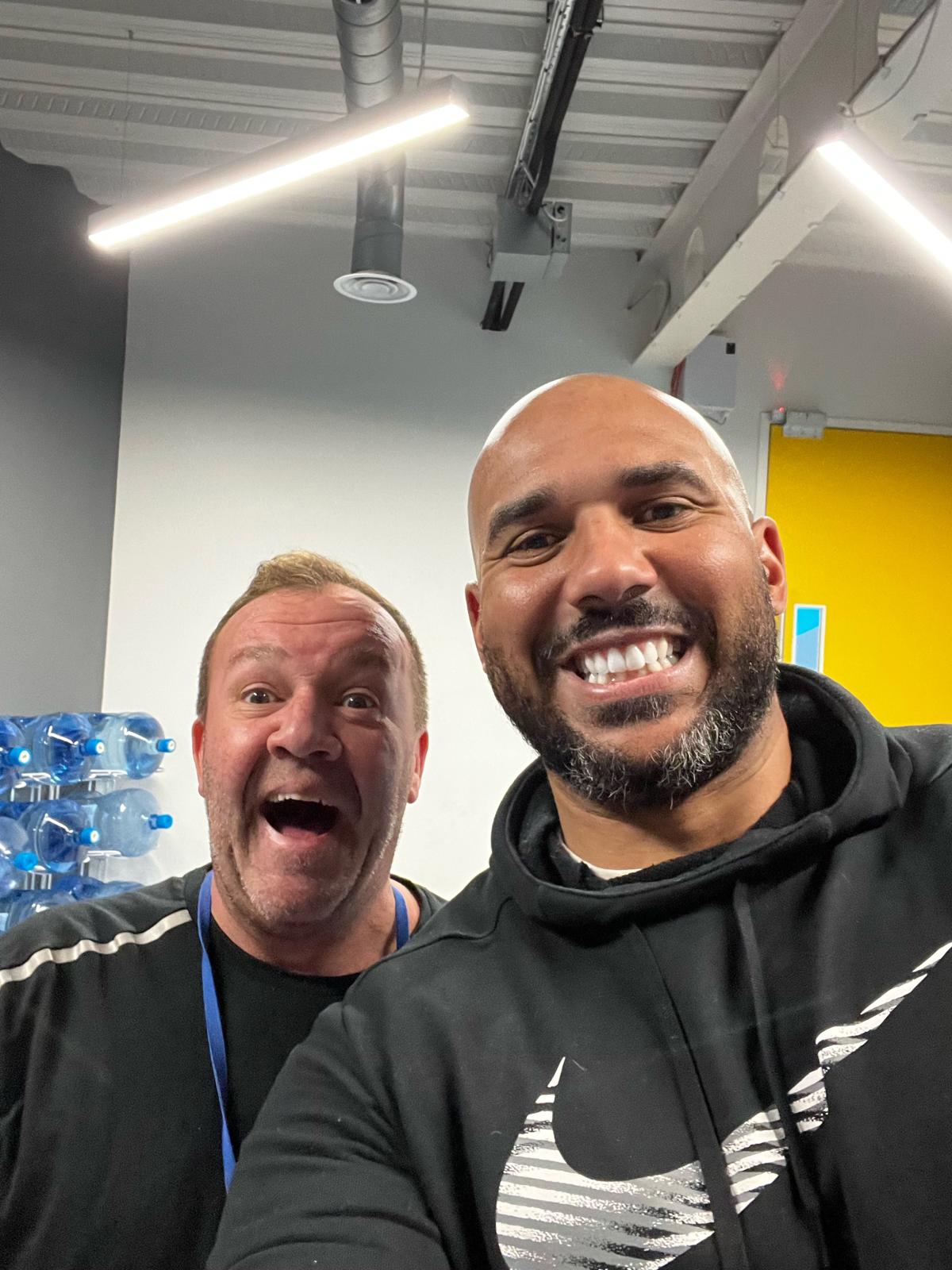 Tim Abeyie with a client at the Speed For Sport gym, Leeds